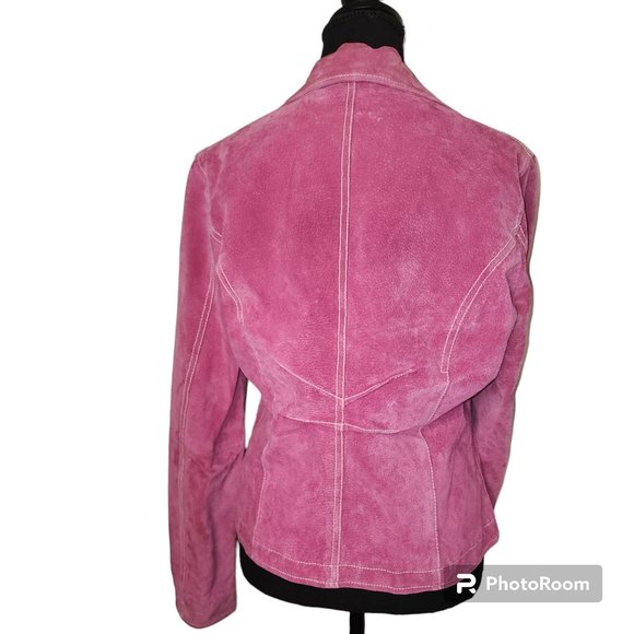 #064. EUC Pink Suede Leather Maxima Button Blazer-Wilsons Leather Leather - Picture 3 of 6